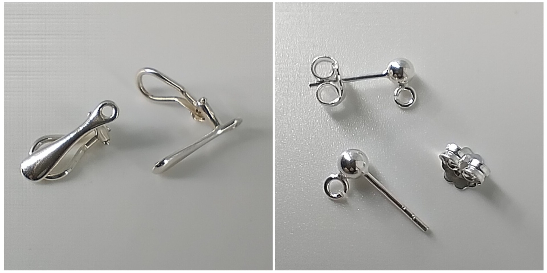 Roikkuvat korvakorut on mahdollista saada myös hopeisilla tapeilla ja klipsuilla.